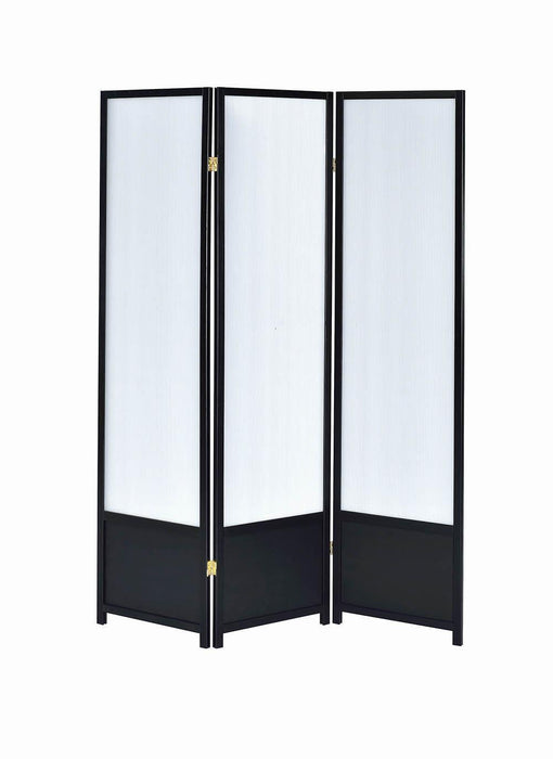 Calix 3-panel Folding Floor Screen Translucent and Black - Orbit Furniture (Richmond,BC)