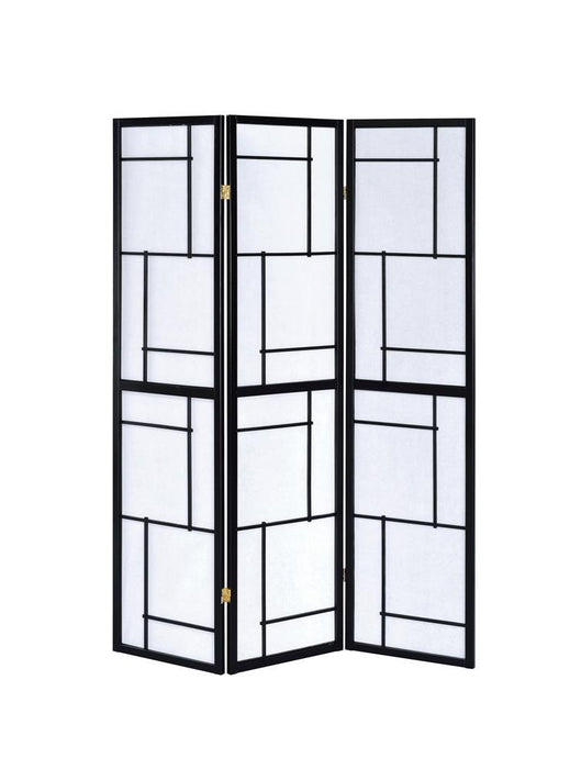 Damis 3-panel Folding Floor Screen Black and White - Orbit Furniture (Richmond,BC)