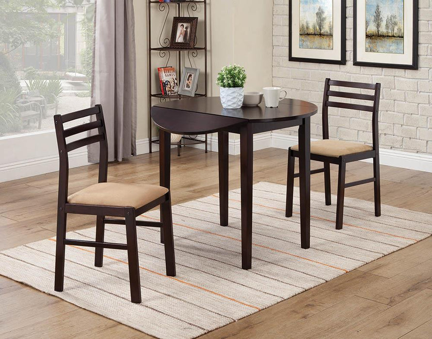 Bucknell 3-piece Dining Set with Drop Leaf Cappuccino and Tan - Orbit Furniture (Richmond,BC)
