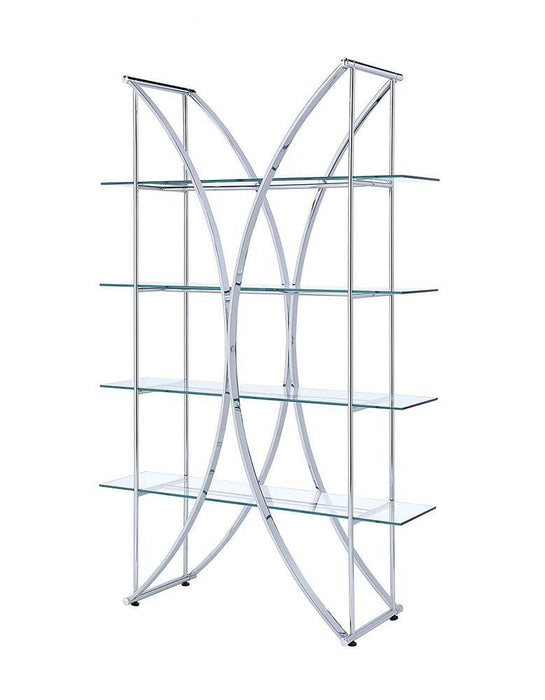 Larson 4-tier Bookcase Chrome and Clear - Orbit Furniture (Richmond,BC)
