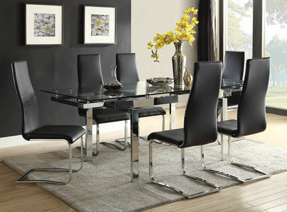 Montclair High Back Dining Chairs Black and Chrome (Set of 4) - Orbit Furniture (Richmond,BC)