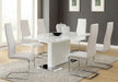 Anges T-shaped Pedestal Dining Table Glossy White - Orbit Furniture (Richmond,BC)