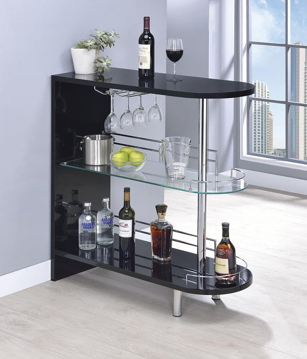 Adolfo 3-tier Bar Table Glossy Black and Clear - Orbit Furniture (Richmond,BC)