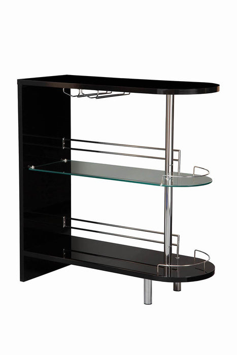 Adolfo 3-tier Bar Table Glossy Black and Clear - Orbit Furniture (Richmond,BC)