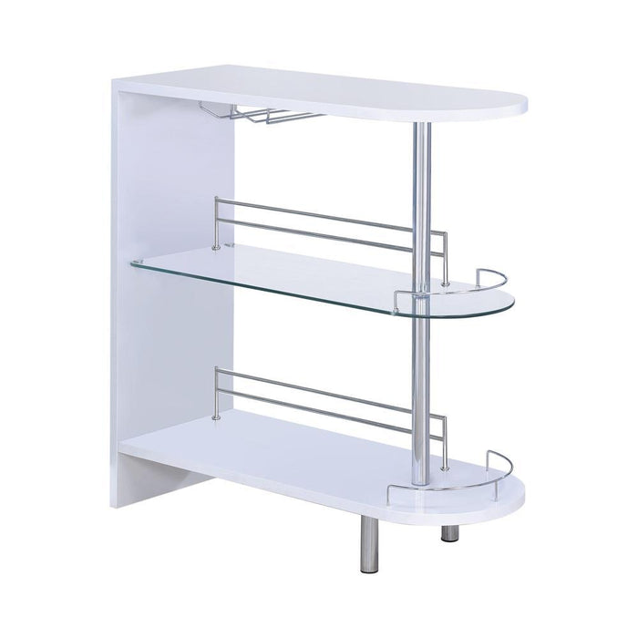 Adolfo 3-tier Bar Table Glossy White and Clear - Orbit Furniture (Richmond,BC)