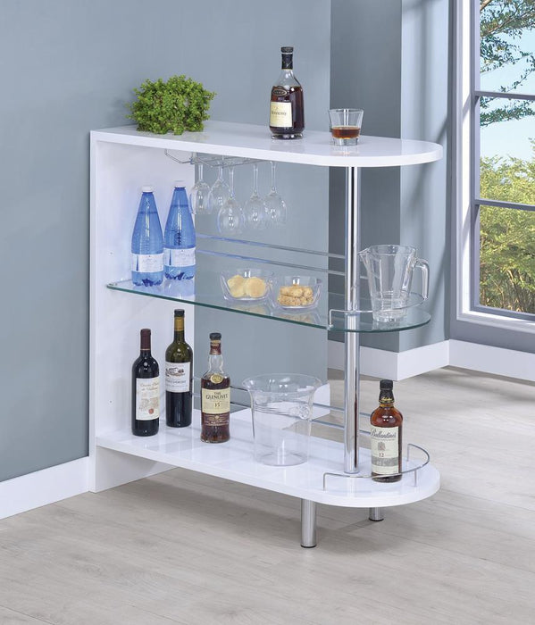Adolfo 3-tier Bar Table Glossy White and Clear - Orbit Furniture (Richmond,BC)