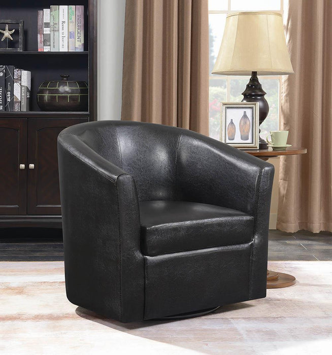 Turner Upholstery Sloped Arm Accent Swivel Chair Dark Brown - Orbit Furniture (Richmond,BC)