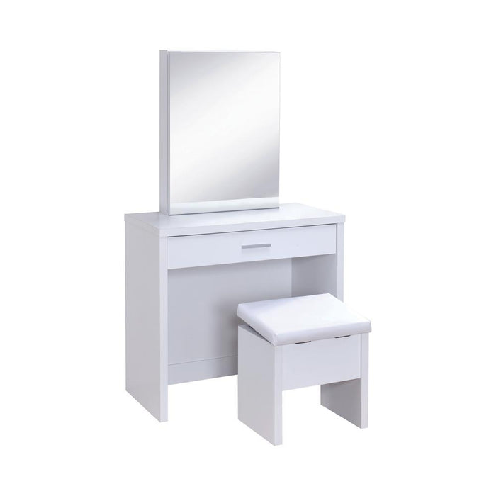 Harvey 2-piece Vanity Set with Lift-Top Stool White - Orbit Furniture (Richmond,BC)
