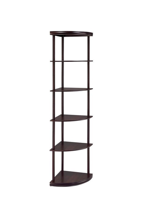 Bonwick 5-shelf Corner Bookshelf Cappuccino - Orbit Furniture (Richmond,BC)
