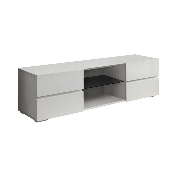Galvin 4-drawer TV Console Glossy White - Orbit Furniture (Richmond,BC)