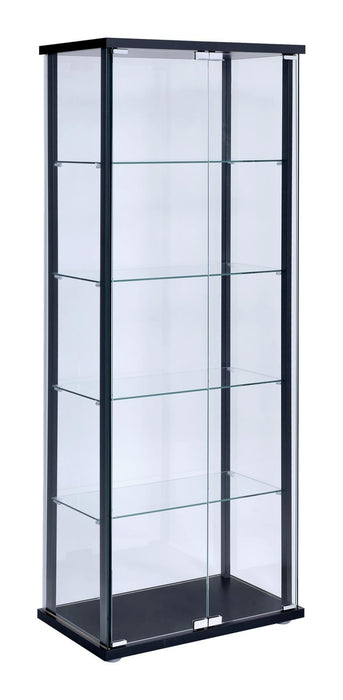 Delphinium 5-shelf Glass Curio Cabinet Black and Clear - Orbit Furniture (Richmond,BC)
