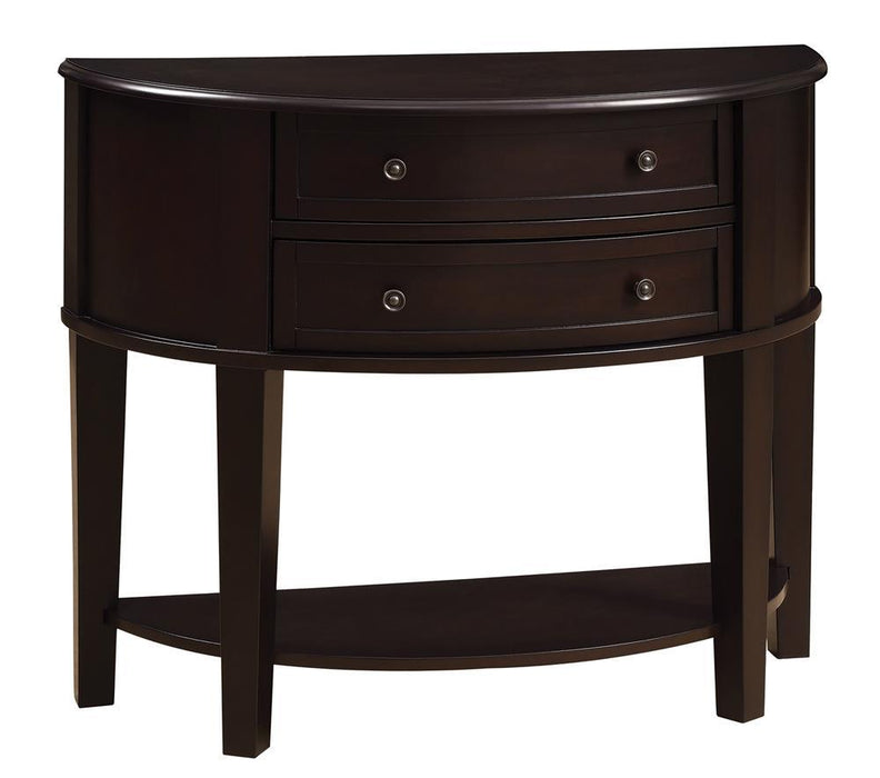 Diane 2-drawer Demilune Shape Console Table Cappuccino - Orbit Furniture (Richmond,BC)