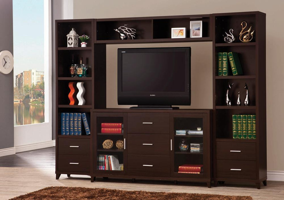 Lewes 2-door TV Stand with Adjustable Shelves Cappuccino - Orbit Furniture (Richmond,BC)