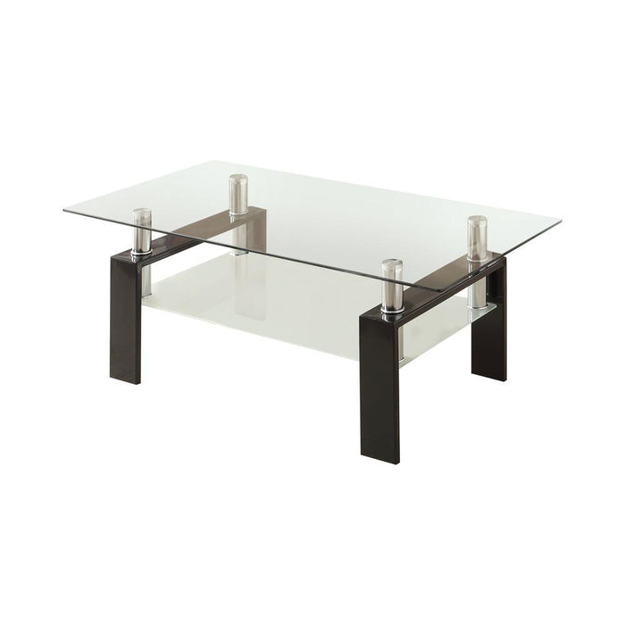Dyer Tempered Glass Coffee Table with Shelf Black - Orbit Furniture (Richmond,BC)