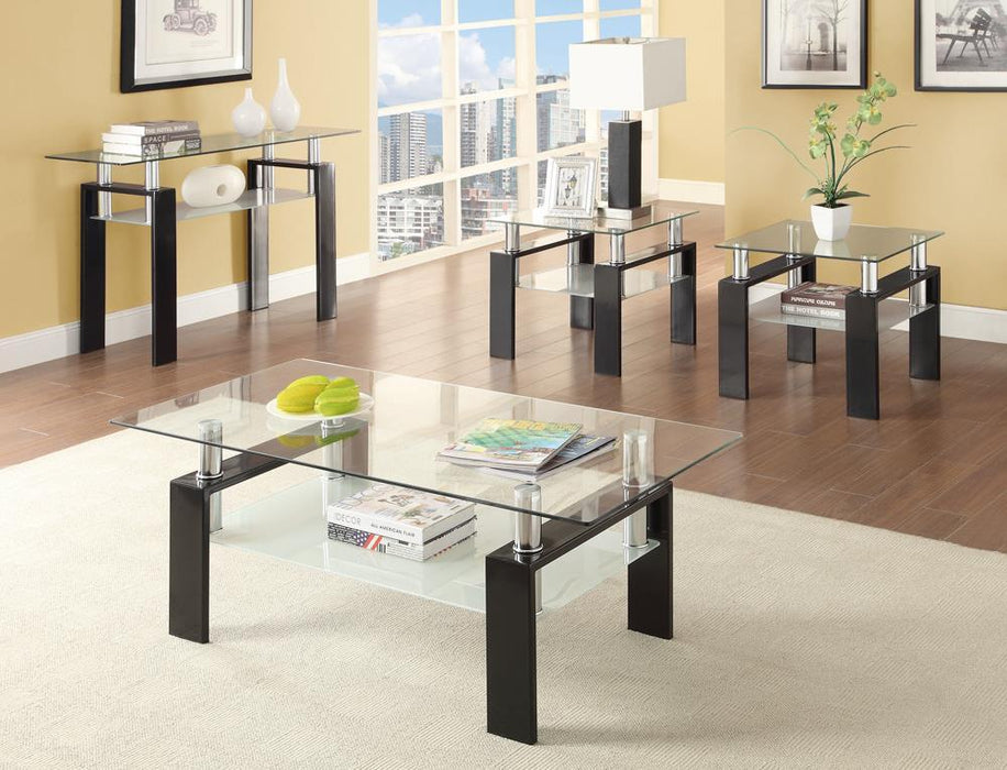 Dyer Tempered Glass Coffee Table with Shelf Black - Orbit Furniture (Richmond,BC)
