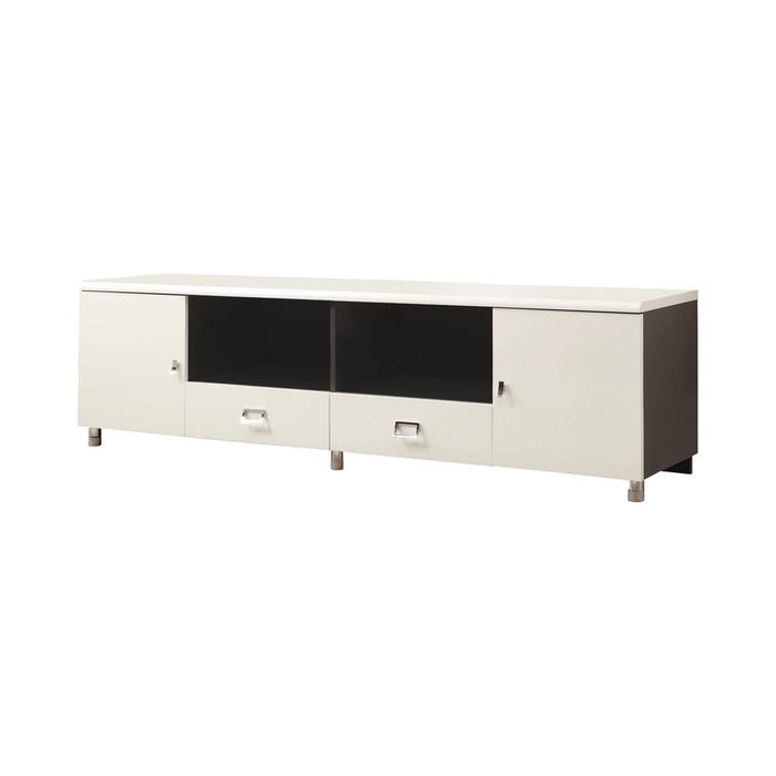 Burkett 2-drawer TV Console White and Grey - Orbit Furniture (Richmond,BC)