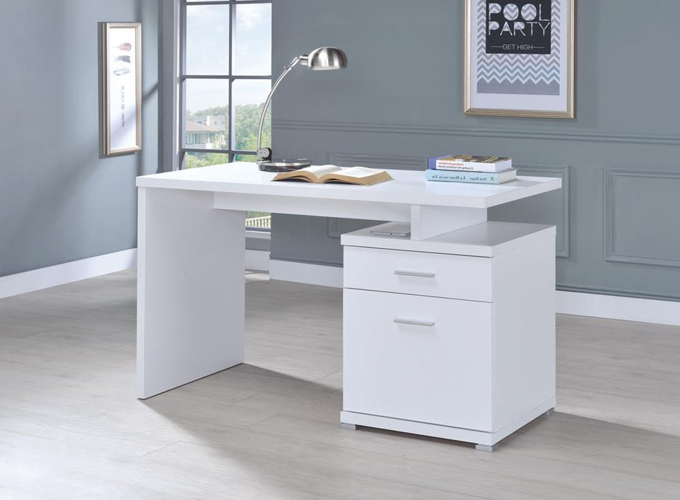 Irving 2-drawer Office Desk with Cabinet White - Orbit Furniture (Richmond,BC)
