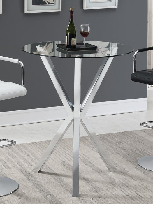 Denali Round Glass Top Bar Table Chrome - Orbit Furniture (Richmond,BC)