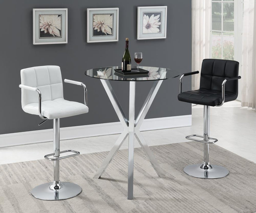 Denali Round Glass Top Bar Table Chrome - Orbit Furniture (Richmond,BC)