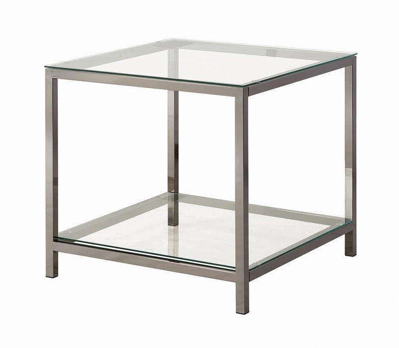 Trini End Table with Glass Shelf Black Nickel - Orbit Furniture (Richmond,BC)