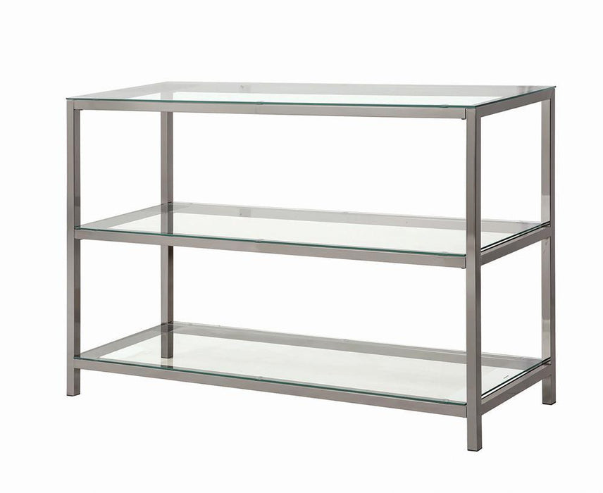 Trini Sofa Table with Glass Shelf Black Nickel - Orbit Furniture (Richmond,BC)