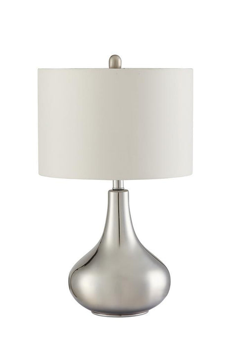 Junko Drum Shade Table Lamp Chrome and White - Orbit Furniture (Richmond,BC)