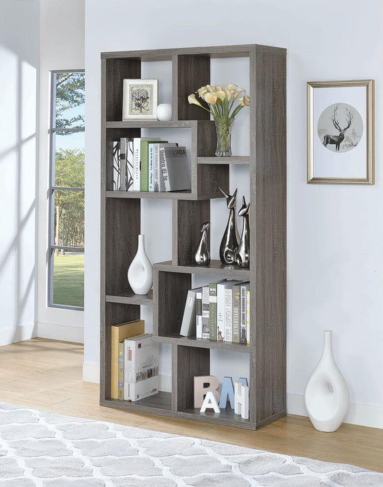 Theo 10-shelf Bookcase Weathered Grey - Orbit Furniture (Richmond,BC)