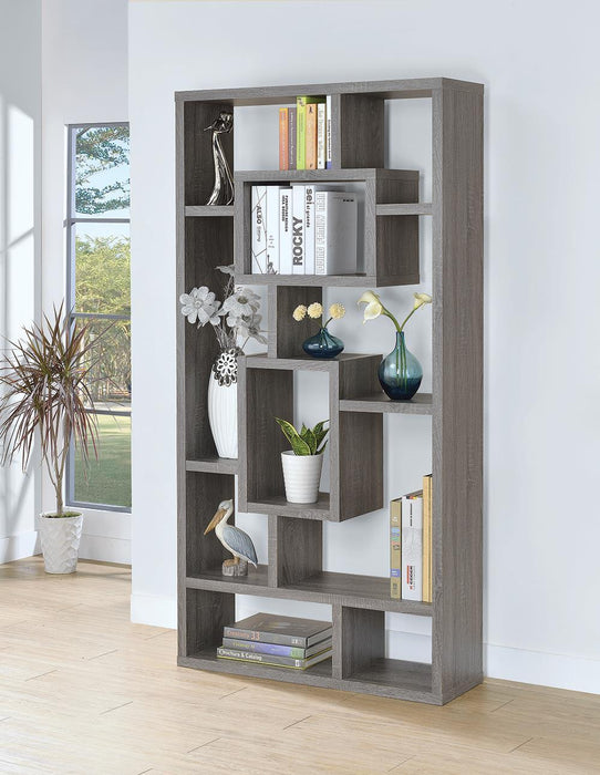 Howie 10-shelf Bookcase Weathered Grey - Orbit Furniture (Richmond,BC)