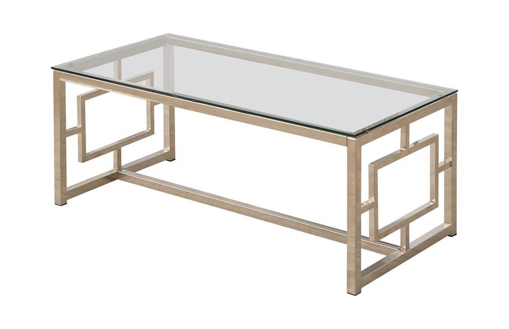 Merced Rectangle Glass Top Coffee Table Nickel - Orbit Furniture (Richmond,BC)