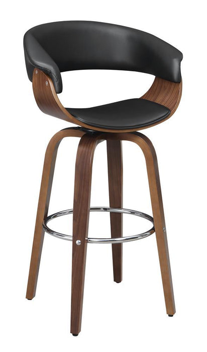 Zion Upholstered Swivel Bar Stool Walnut and Black - Orbit Furniture (Richmond,BC)