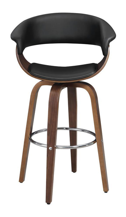 Zion Upholstered Swivel Bar Stool Walnut and Black - Orbit Furniture (Richmond,BC)