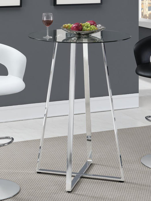 Zanella Glass Top Bar Table Chrome - Orbit Furniture (Richmond,BC)