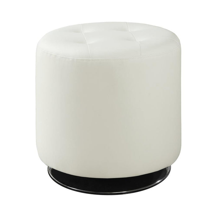Bowman Round Upholstered Ottoman White - Orbit Furniture (Richmond,BC)