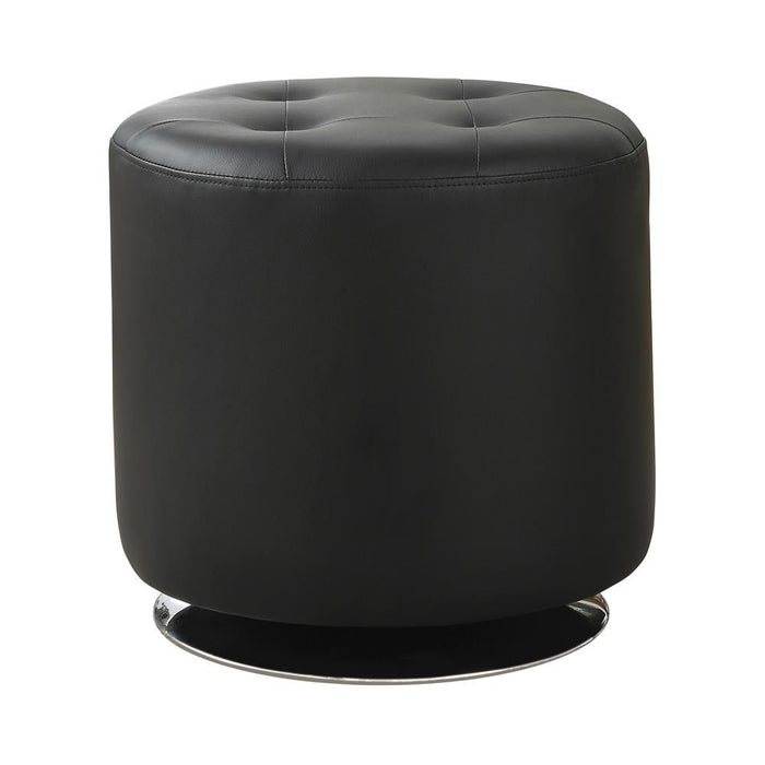 Bowman Round Upholstered Ottoman Black - Orbit Furniture (Richmond,BC)