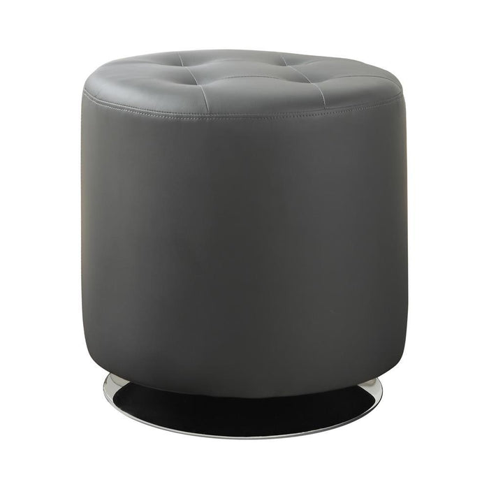 Bowman Round Upholstered Ottoman Grey - Orbit Furniture (Richmond,BC)