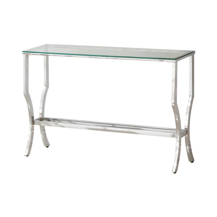 Saide Rectangular Sofa Table with Mirrored Shelf Chrome - Orbit Furniture (Richmond,BC)