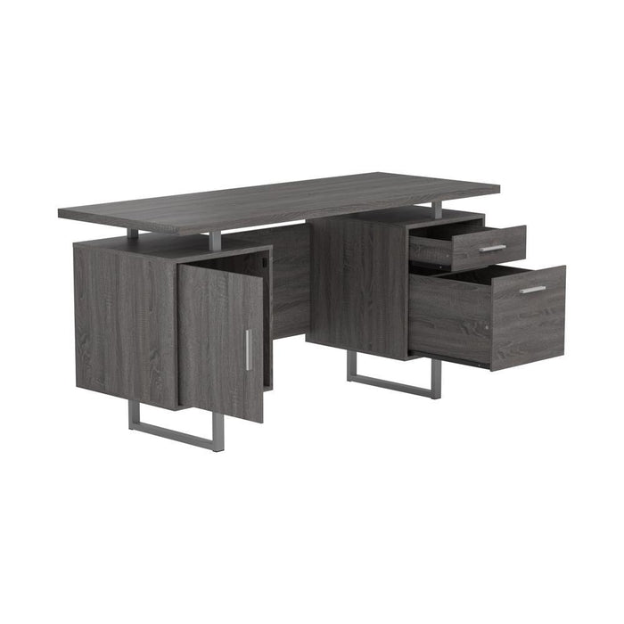Lawtey Floating Top Office Desk Weathered Grey - Orbit Furniture (Richmond,BC)