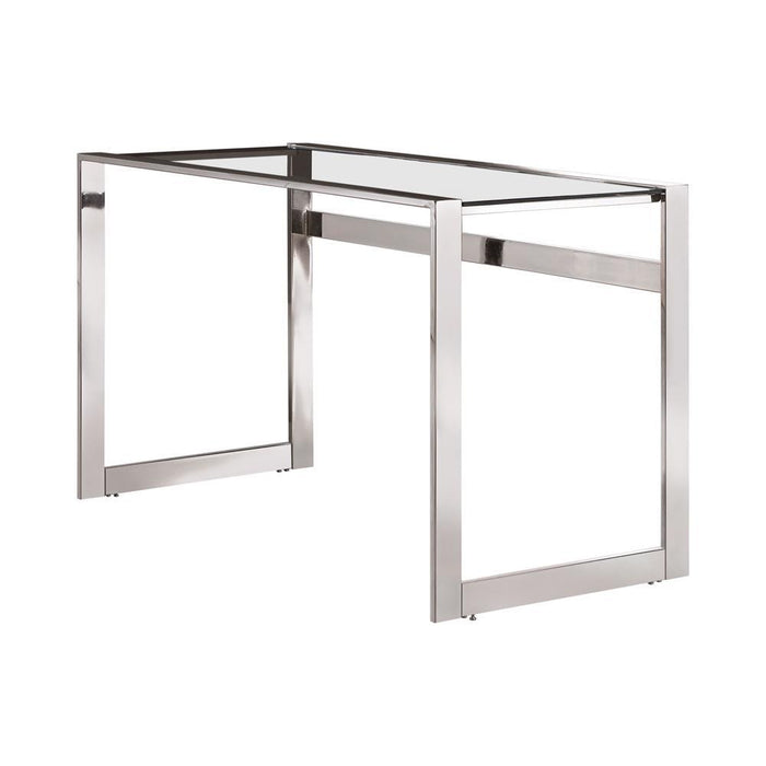 Hartford Glass Top Writing Desk Chrome - Orbit Furniture (Richmond,BC)