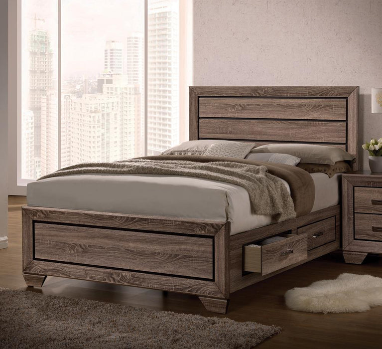 Kauffman California King, E.king, & Queen Panel Bed Washed Taupe - Orbit Furniture (Richmond,BC)