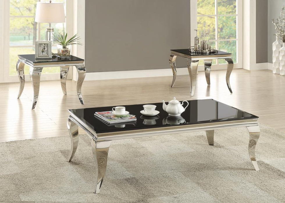 Luna Square End Table Chrome and Black - Orbit Furniture (Richmond,BC)