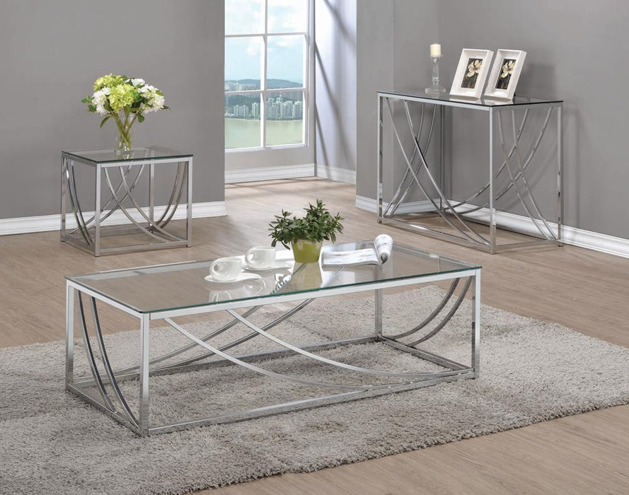 Lille Glass Top Rectangular Coffee Table Accents Chrome - Orbit Furniture (Richmond,BC)