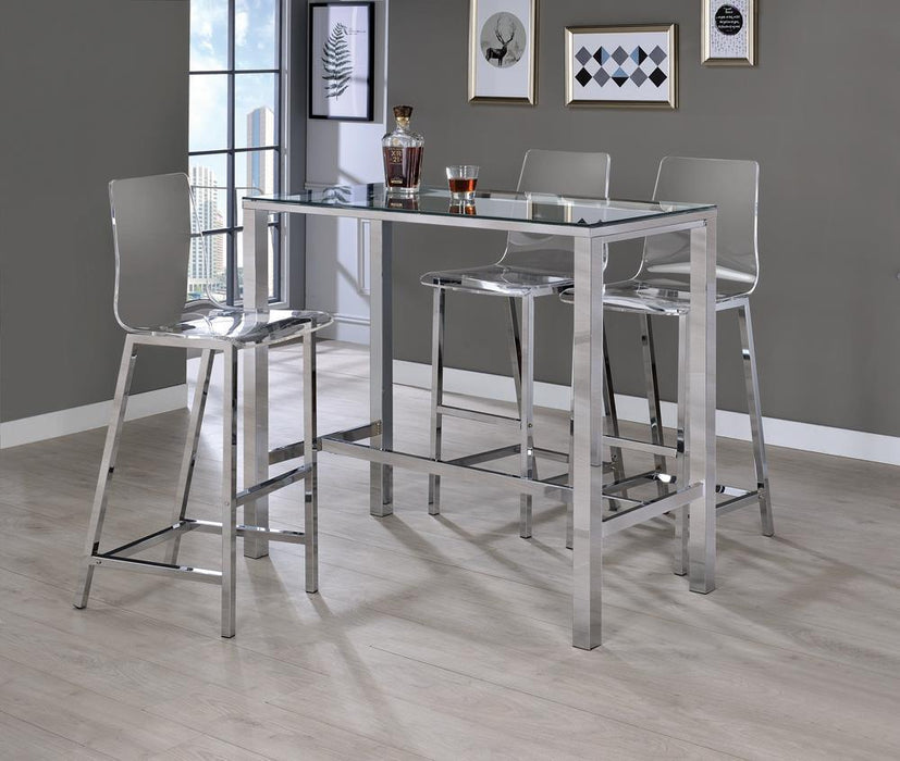 Tolbert Bar Table with Glass Top Chrome - Orbit Furniture (Richmond,BC)