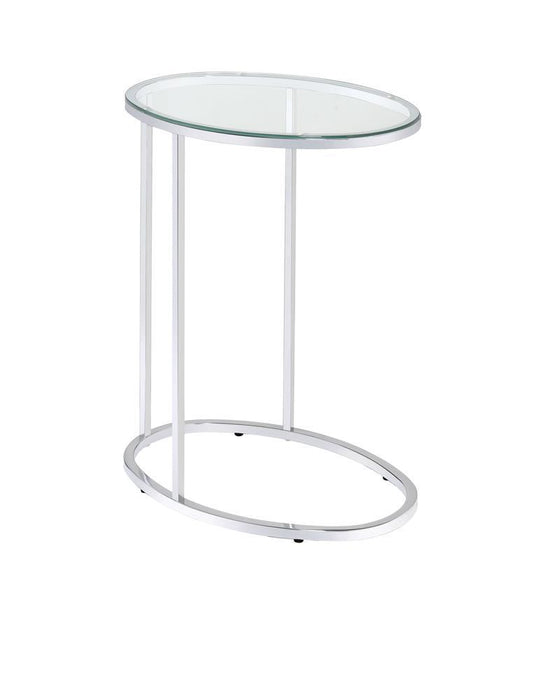 Kyle Oval Snack Table Chrome and Clear - Orbit Furniture (Richmond,BC)