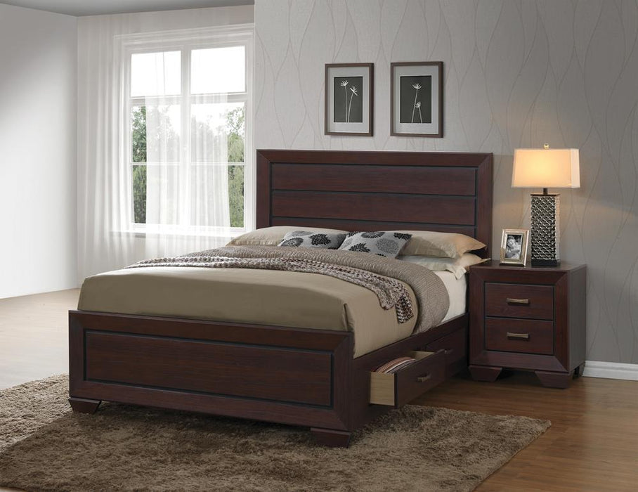 Kauffman California King, Eastren king, & Queen Storage Bed Dark Cocoa - Orbit Furniture (Richmond,BC)