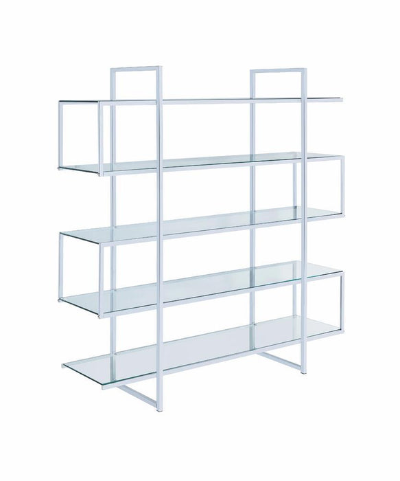Elmer 5-shelf Bookcase Chrome and Clear - Orbit Furniture (Richmond,BC)