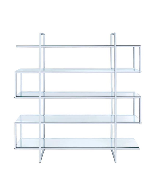 Elmer 5-shelf Bookcase Chrome and Clear - Orbit Furniture (Richmond,BC)
