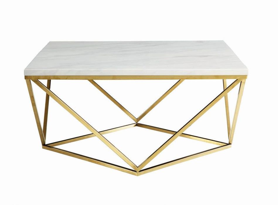 Elana Rectangle 2-shelf Coffee Table Glossy White - Orbit Furniture (Richmond,BC)