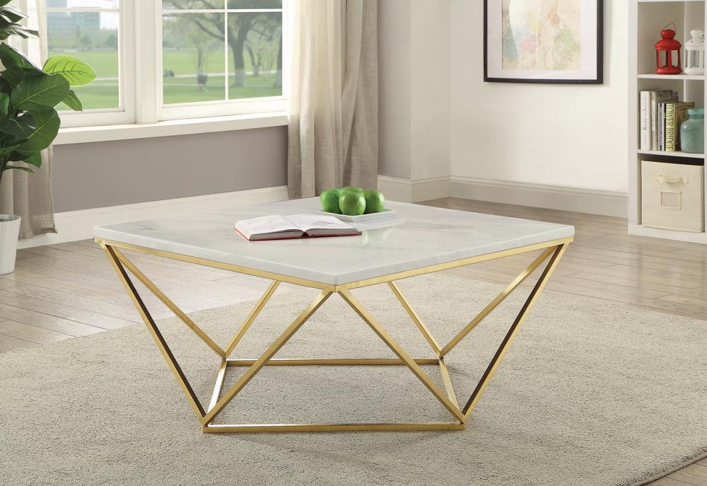 Elana Rectangle 2-shelf Coffee Table Glossy White - Orbit Furniture (Richmond,BC)