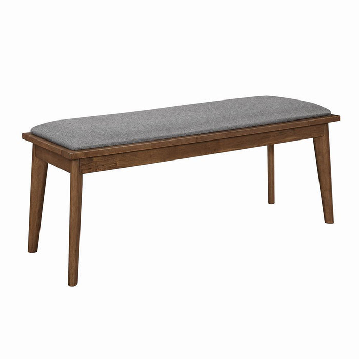 Alfredo Upholstered Dining Bench Grey and Natural Walnut - Orbit Furniture (Richmond,BC)