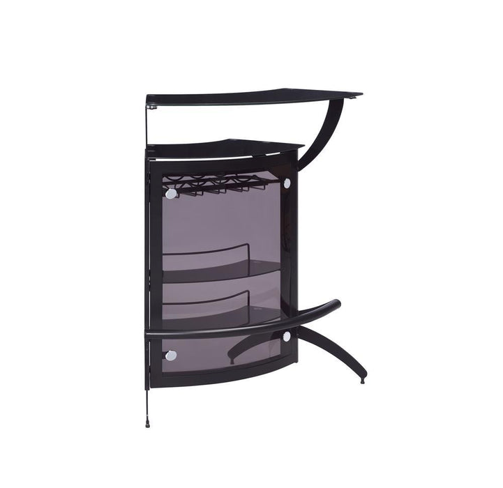 Dallas 2-shelf Home Bar Smoked and Black Glass - Orbit Furniture (Richmond,BC)